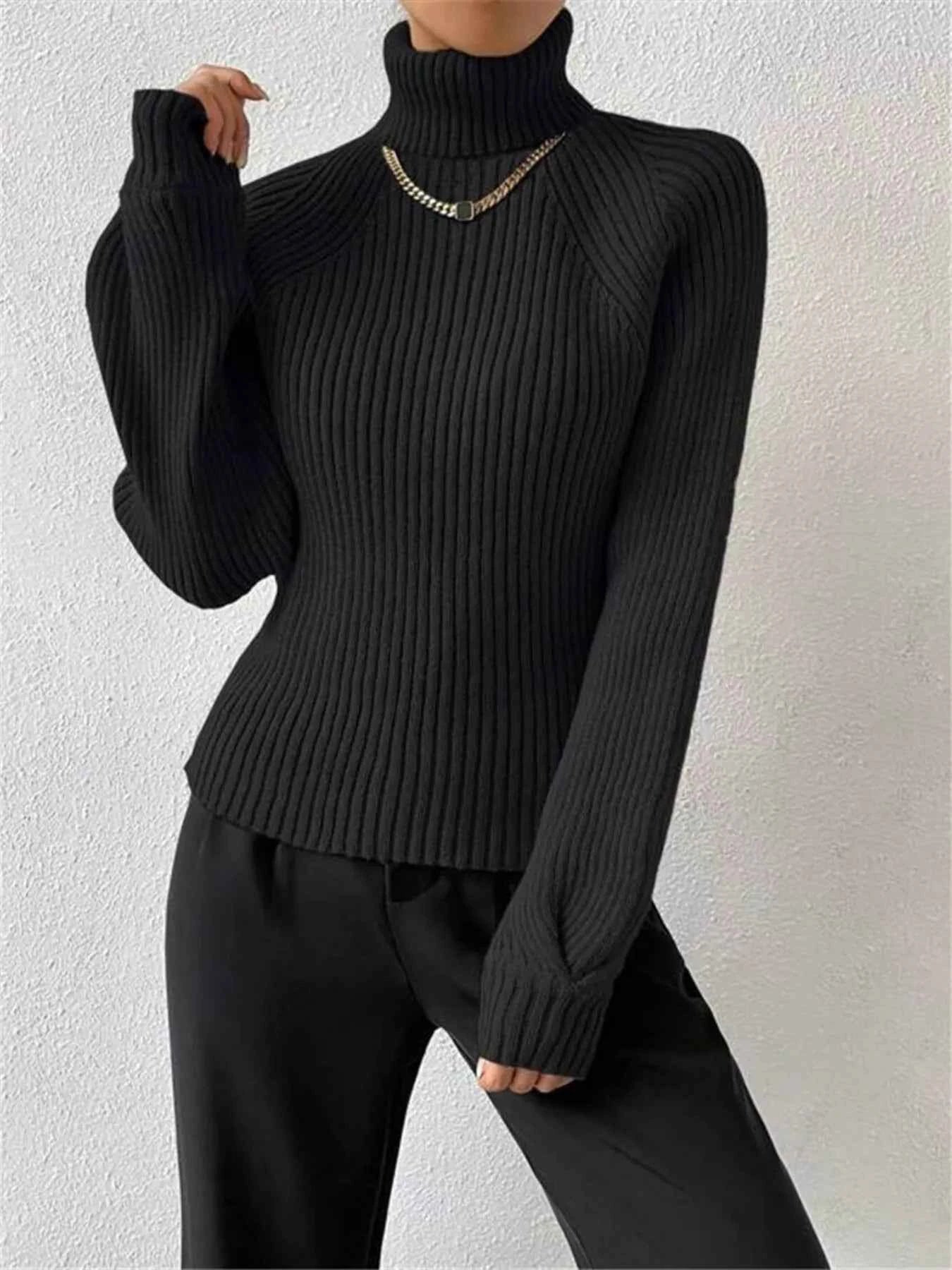 Ribbed Knit Turtleneck Sweater 087747245b2941f3953af34ca6672655-Max-Origin