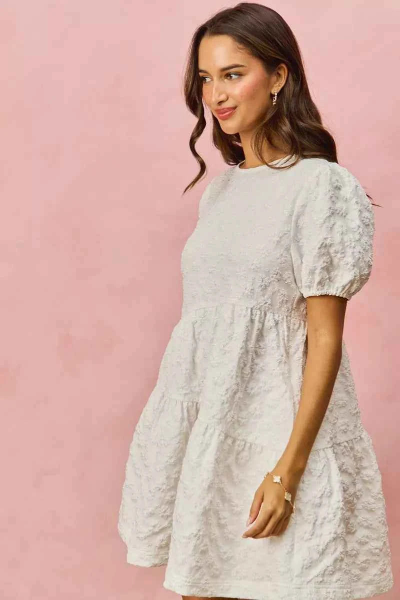 SO ME Floral Jacquard Diagnol Tiered Short Mini Dress 087ee0d852bd4e0eb3355c7d0e578154-Max-Origin