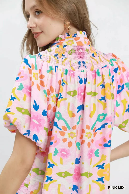 Folk Art Print Top with Smocked Detail 0880afc7-cca4-4de3-9b0f-7b77868e6c00-Max-Origin