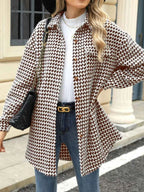 Houndstooth Button Up Long Sleeve Coat 08934daf-326c-4593-adf4-badcd2eb2622-Max-Origin