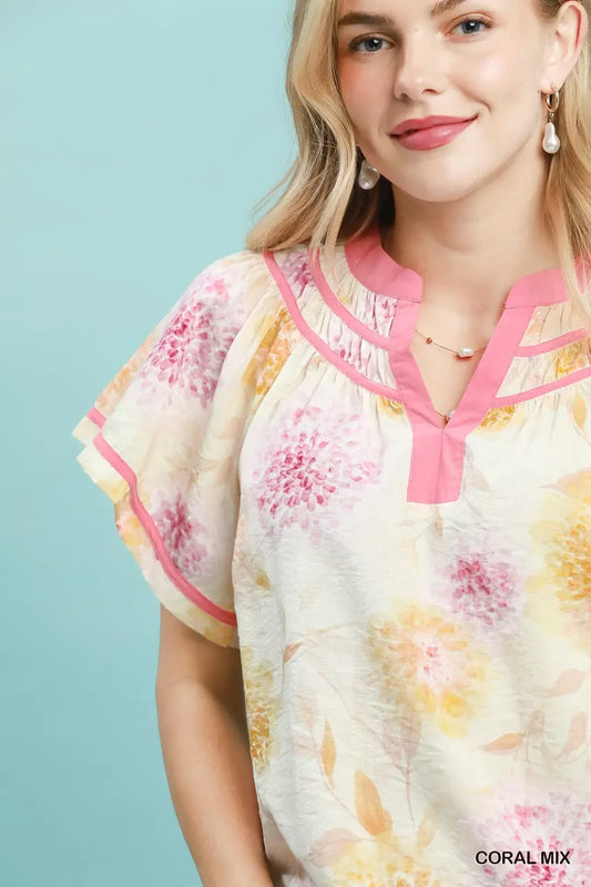 Floral Flutter Sleeve Blouse 08a3fc73-a6ec-4717-a9ea-735bb413dc5b-Max-Origin