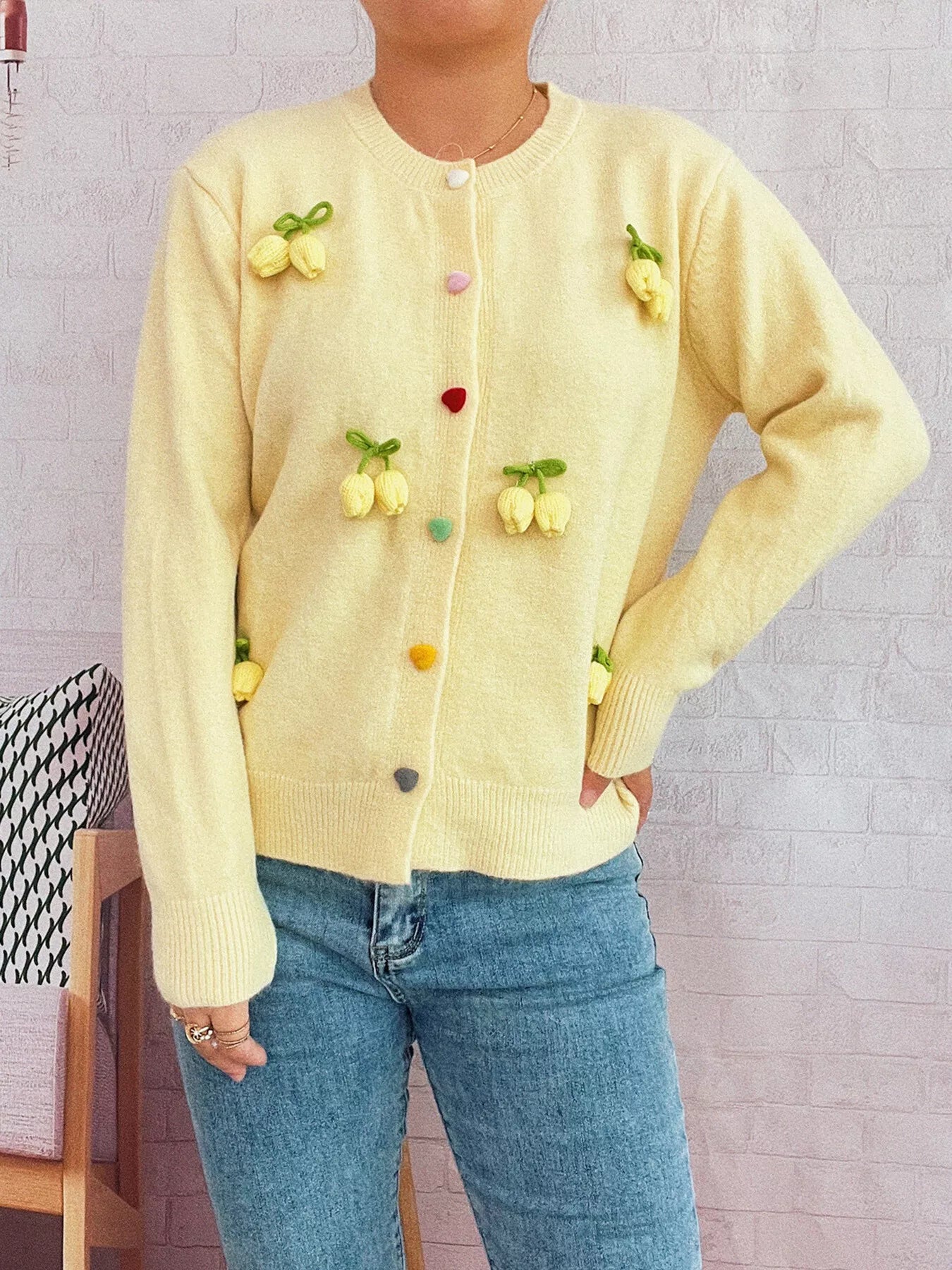 Flower Button Up Long Sleeve Cardigan 08a7aff59dfd4e4f81e44921d5c824a7-Max-Origin