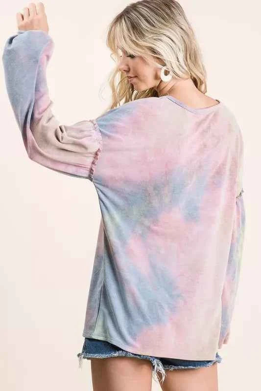 BiBi Tie Dye French Terry Sweatshirt With Bubble Sleeves 08b4d994-7162-46f6-a465-4d17ba2e70b8-Max-Origin