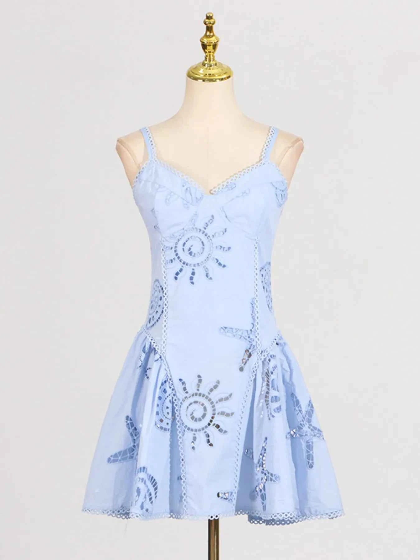 Hollow Out Adjustable Strap Mini Dress Blue 08bc0c1925ba4d418a0df3687466f7a5-Max-Origin