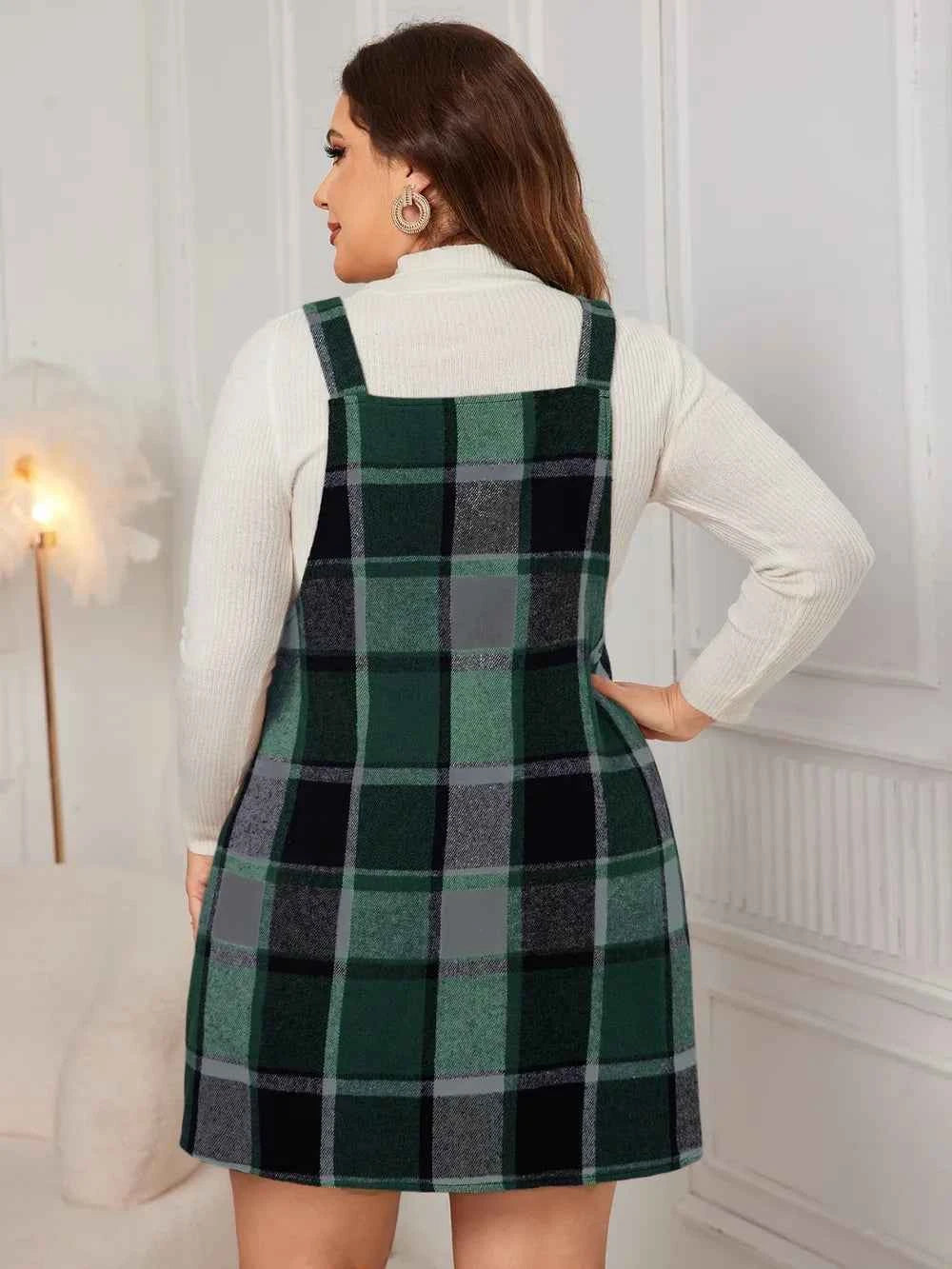 Honey Plus Size Plaid Wide Strap Overall Dress 08bc9b87-f636-4b7a-9fdd-e592a3035bb2-Max