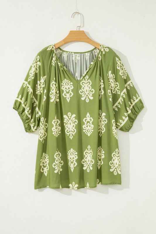 Plus Size Boho Floral Boho Notch V-Neck Top 08d458cc-e397-436a-9484-4865357be904