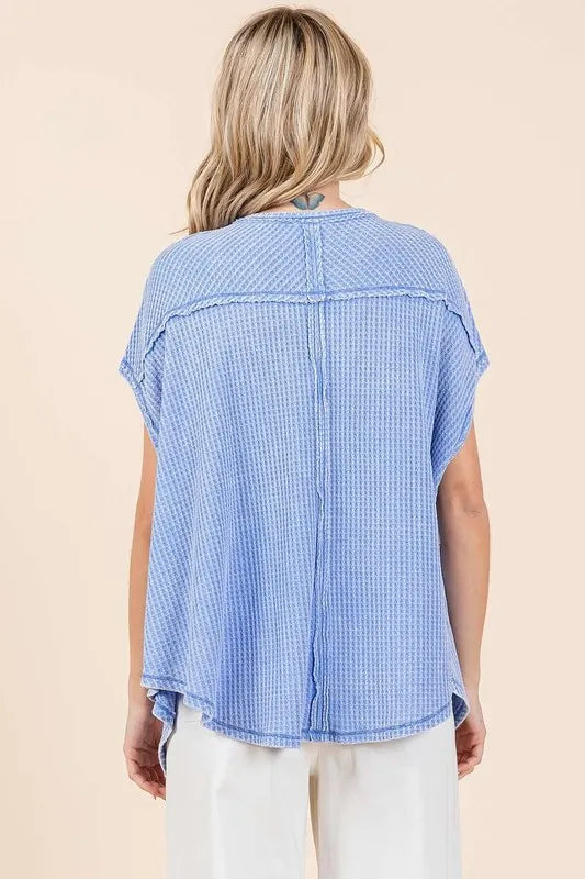 Mittoshop Mineral Wash Waffle Knit Pointed Hem Oversized Top 08e6ecc2-7dd7-4002-967e-ad59c1078630-Max