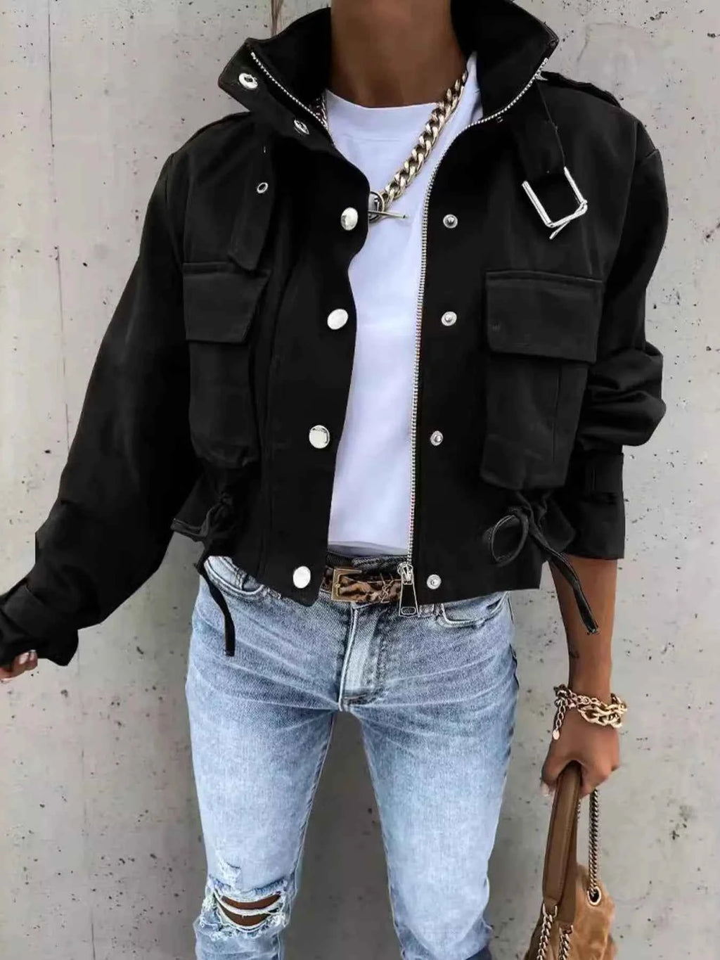 Snap Down Long Sleeve Jacket 08ef18be80d7436a9b0f057122805864-Max-Origin