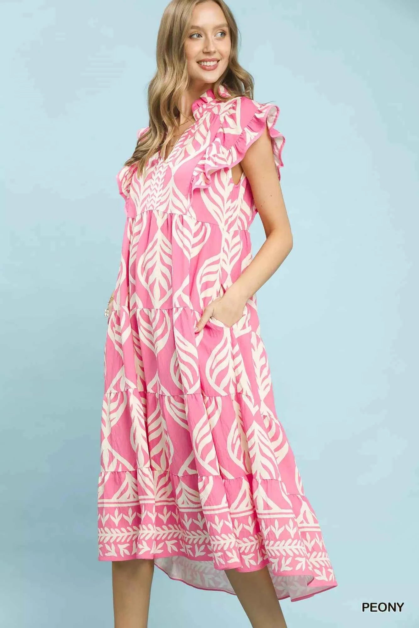 Umgee Leaf Print Tiered Maxi Dress with Pockets 08f0ce0d-5ab9-4795-9cd2-638ae548c51d-Max-Origin