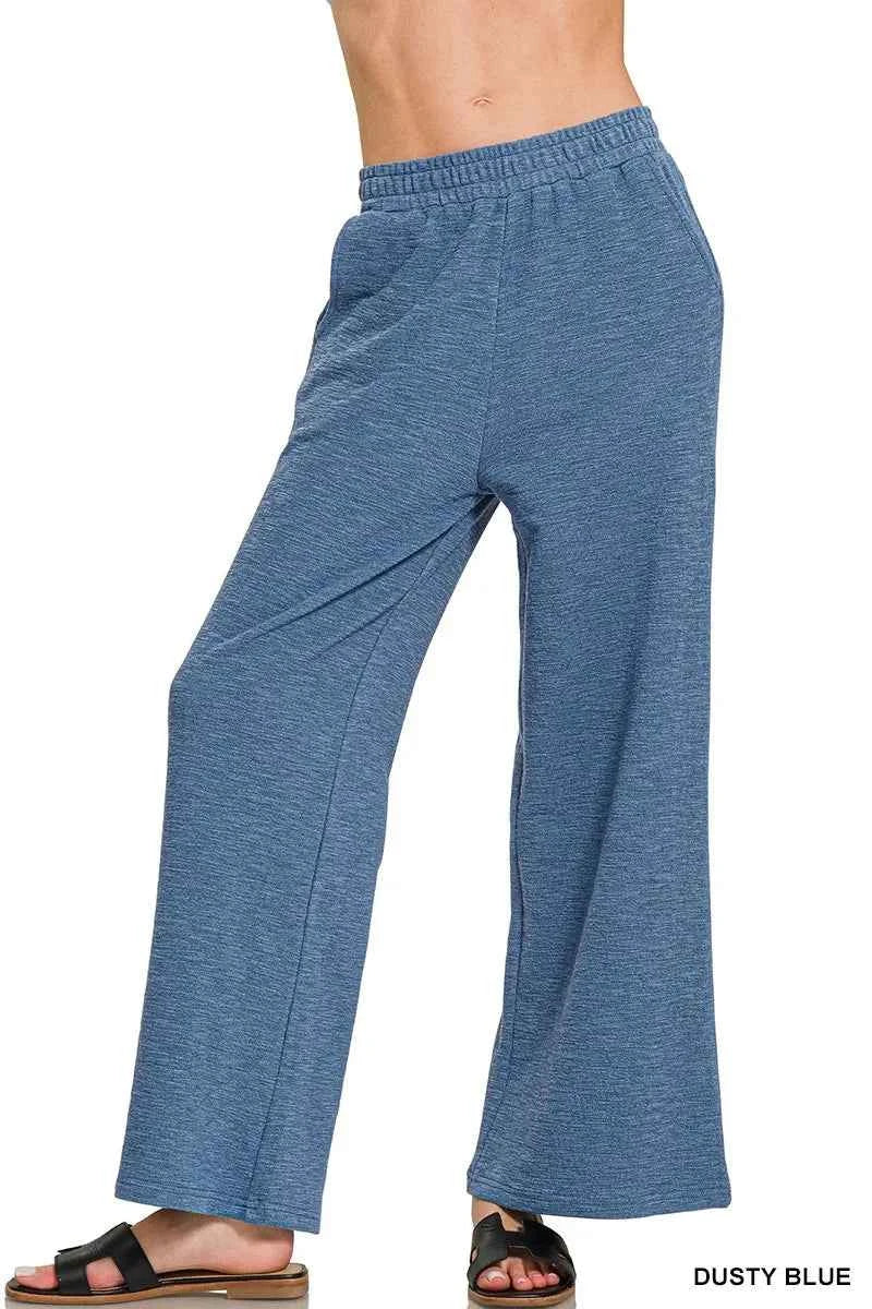 Zenana Cotton Slub Wide Leg Pants DUSTY BLUE 08f19c50d16545b9b8a631fafb64a01f-Max-Origin