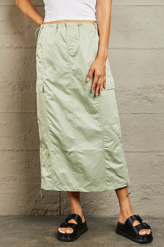 HYFVE Just In Time High Waisted Cargo Midi Skirt Light Green 08f5939ac4da4ba88151677619b42017-Max