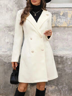 Lapel Collar Long Sleeve Longline Coat Cream 08fede6b-98a9-40b9-a274-c3808e087dd7-Max-Origin