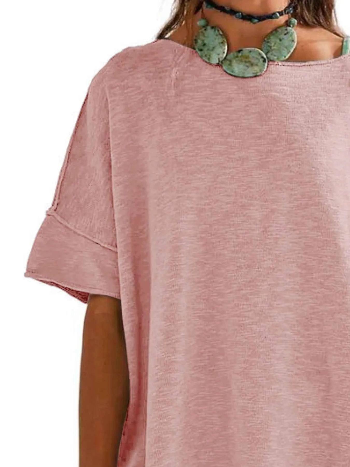 Oversized Round Neck Drop-Shoulder T-Shirt 09021e83-184e-41c3-b064-58a958425fbf-Max-Origin