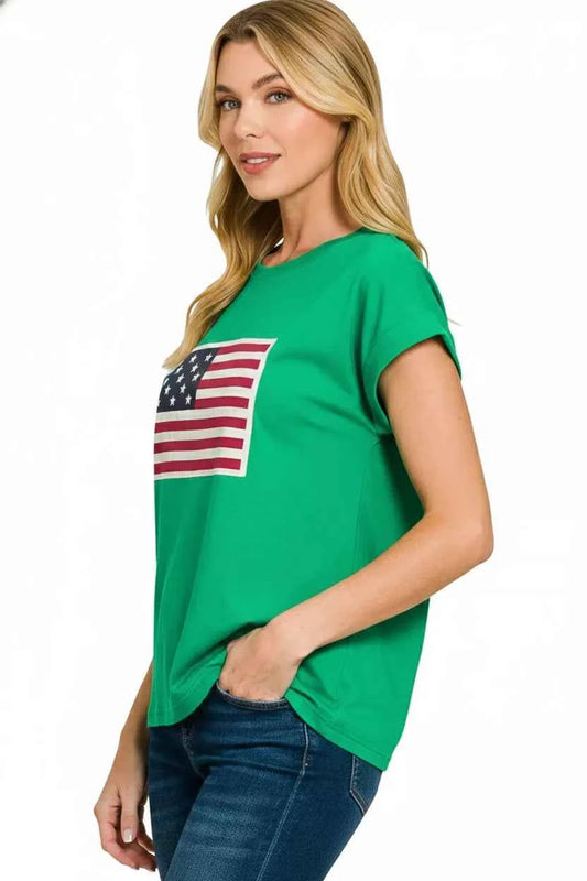 US Flag Round Neck Short Sleeve T-Shirt 090226f3-eb5e-49c6-9b2d-9d56cd85b57f-Max-Origin