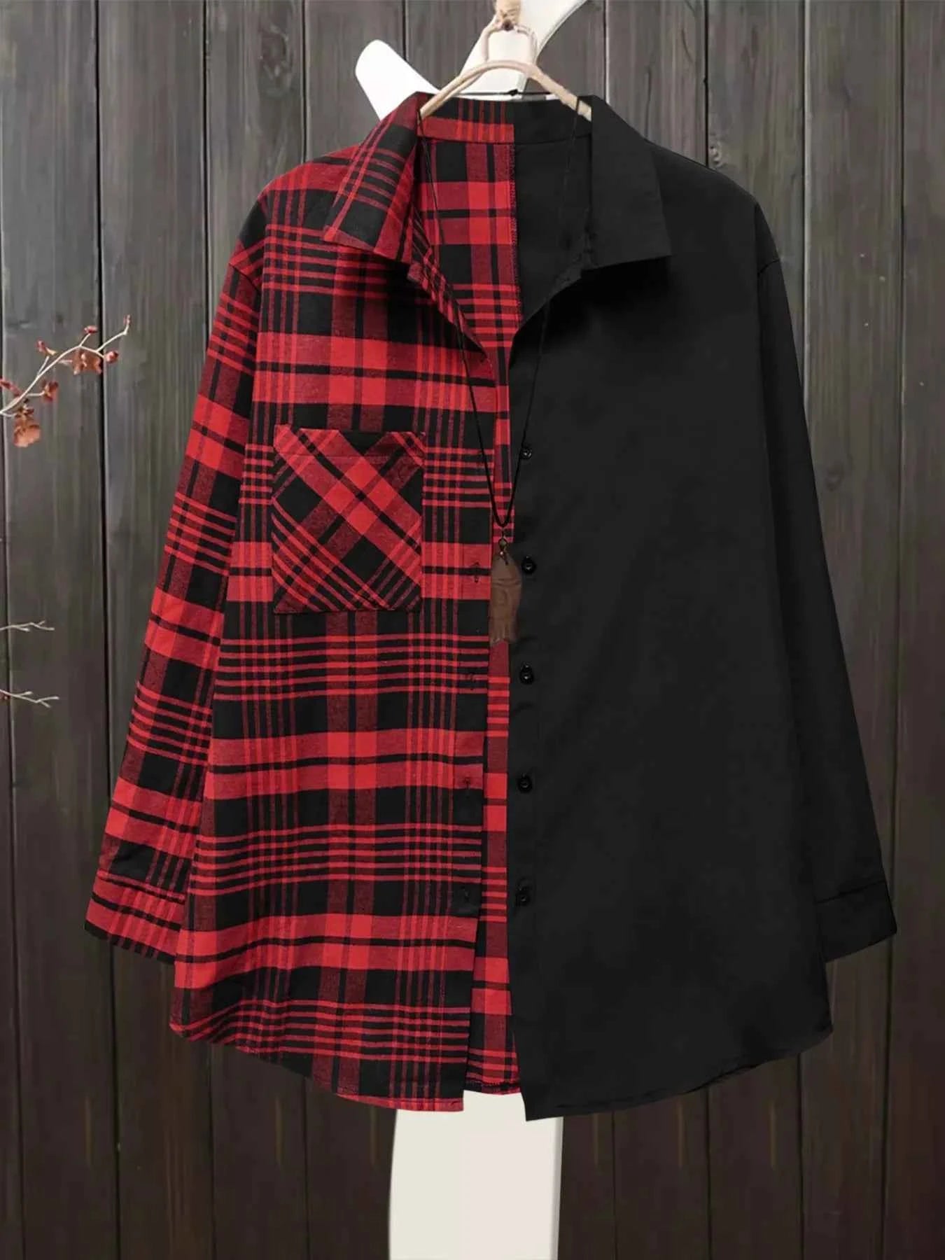 Plaid Button Up Long Sleeve Shirt Scarlet 091030d5-ee72-49d5-9a22-2b98e8b5bff7-Max-Origin