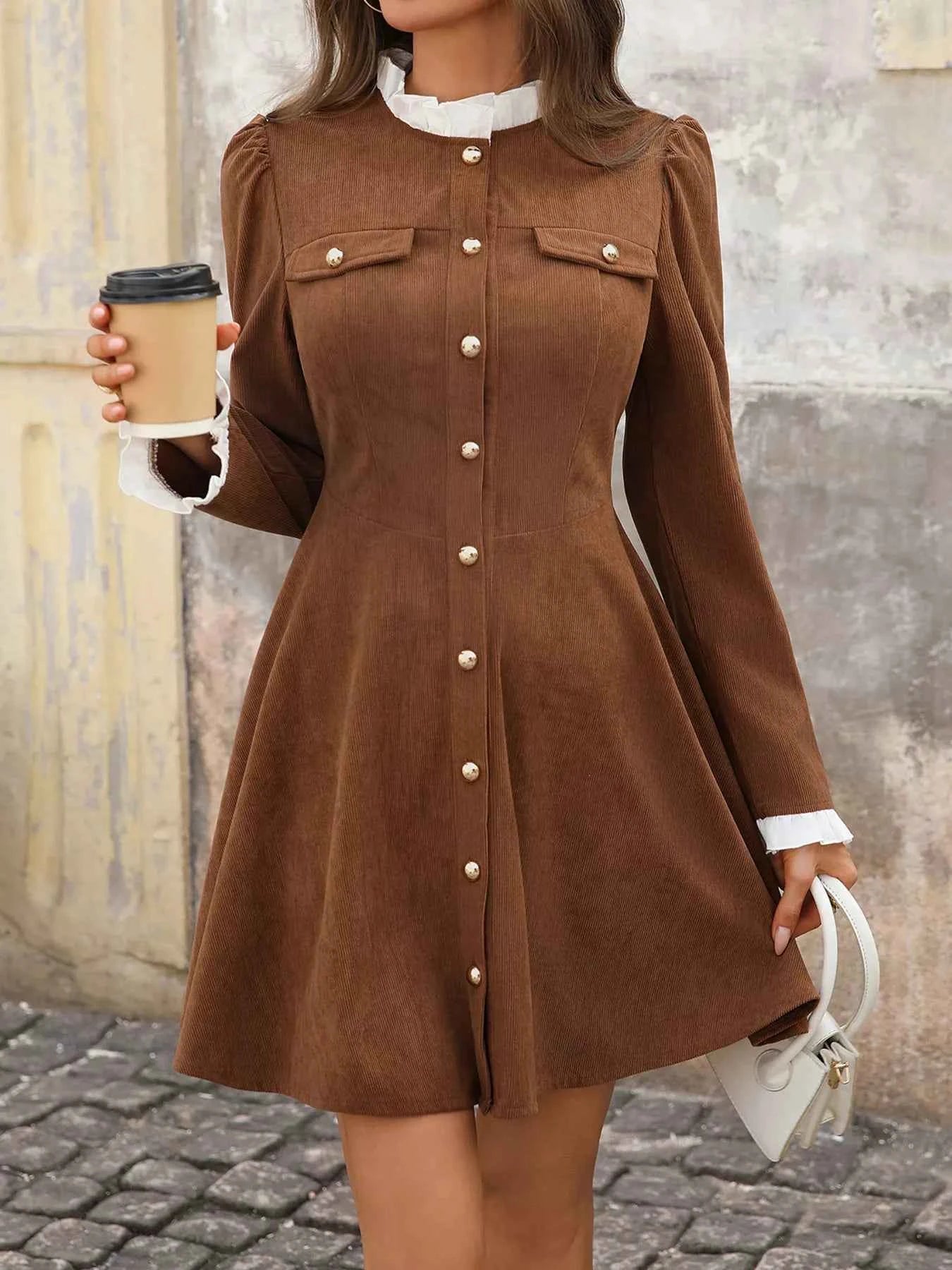 Button-Front Long Sleeve Dress 09130bf70b164d6d85c610c181aeb329-Max-Origin