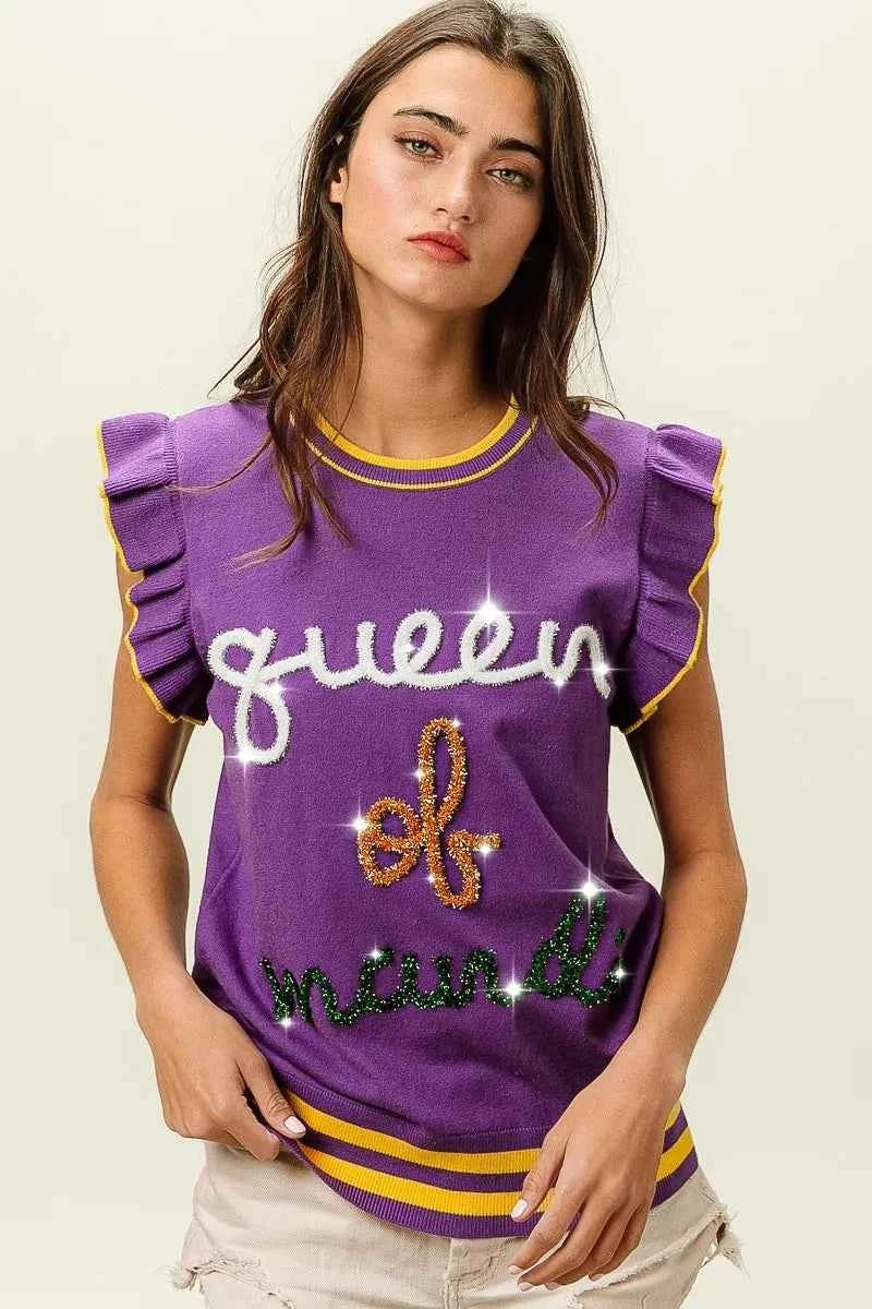 BiBi Queen Of Mardi Ruffled Armhole Sleeveless Knit Top PURPLE 09163202fafc42c29c959225c0912cee-Max-Origin