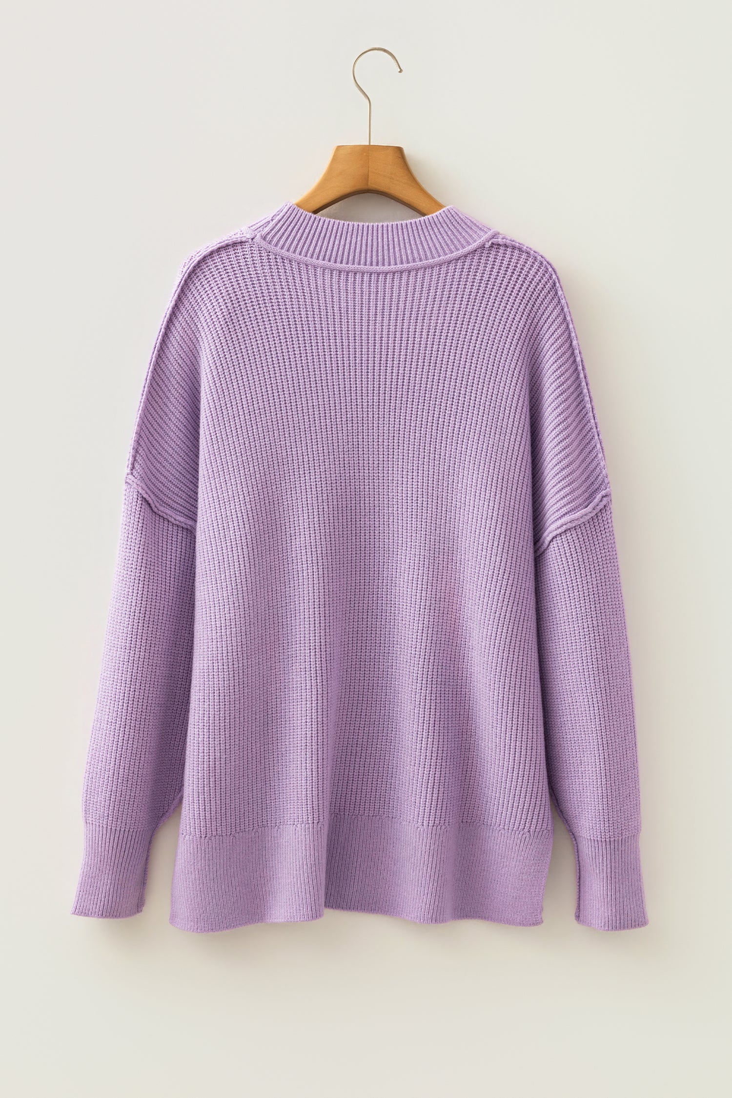 Chestnut Long Sleeve Ribbed Knit Stand Neck Regular Fit Sweater 0918b85c980e417f