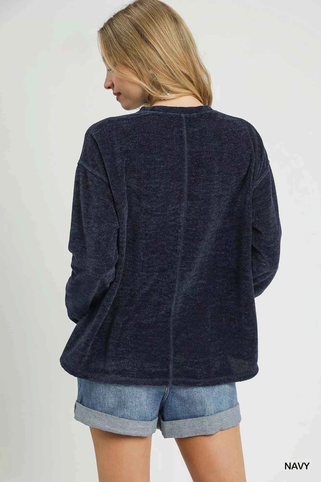 Umgee Round Neck Long Sleeve Side Slit Top 091c10ce-da70-4b41-b47d-8370c2457b90-Max-Origin