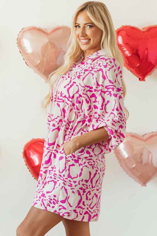 Pink Leopard Print Loose Fit Babydoll Mini Dress 091cada0-380b-4dd4-a488-57364a7424e2