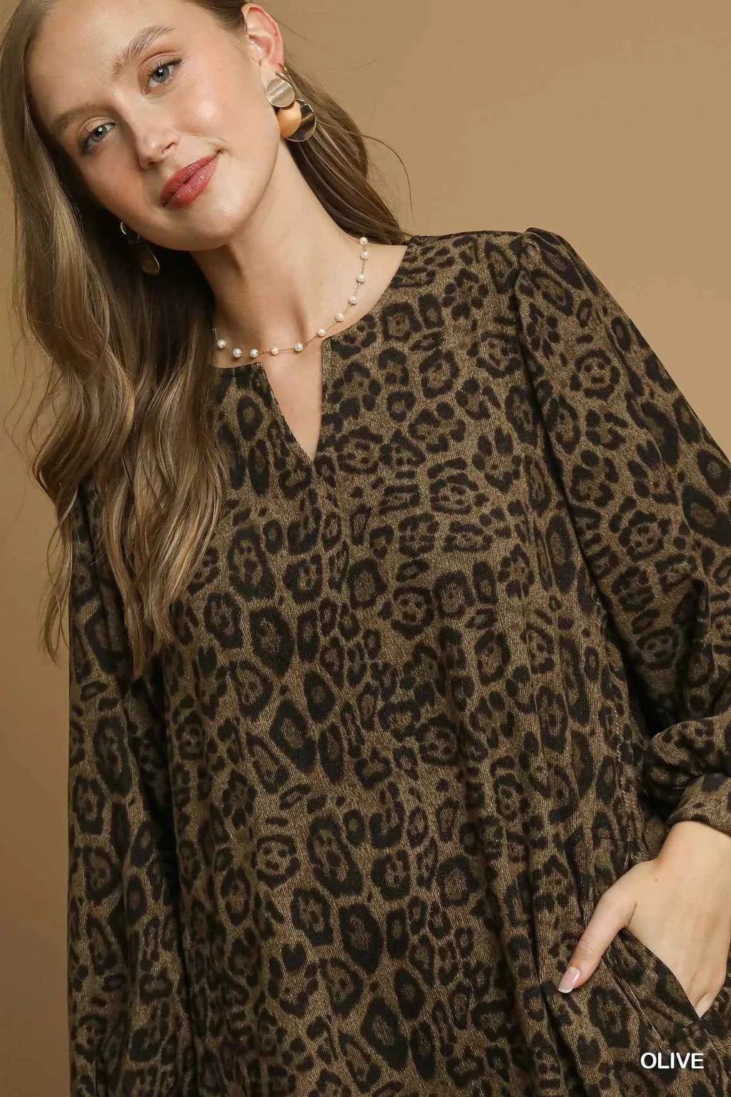 Umgee Leopard Print Long Sleeve Swing Dress 091d542f-c6d8-48d2-aade-147180e1e179-Max-Origin