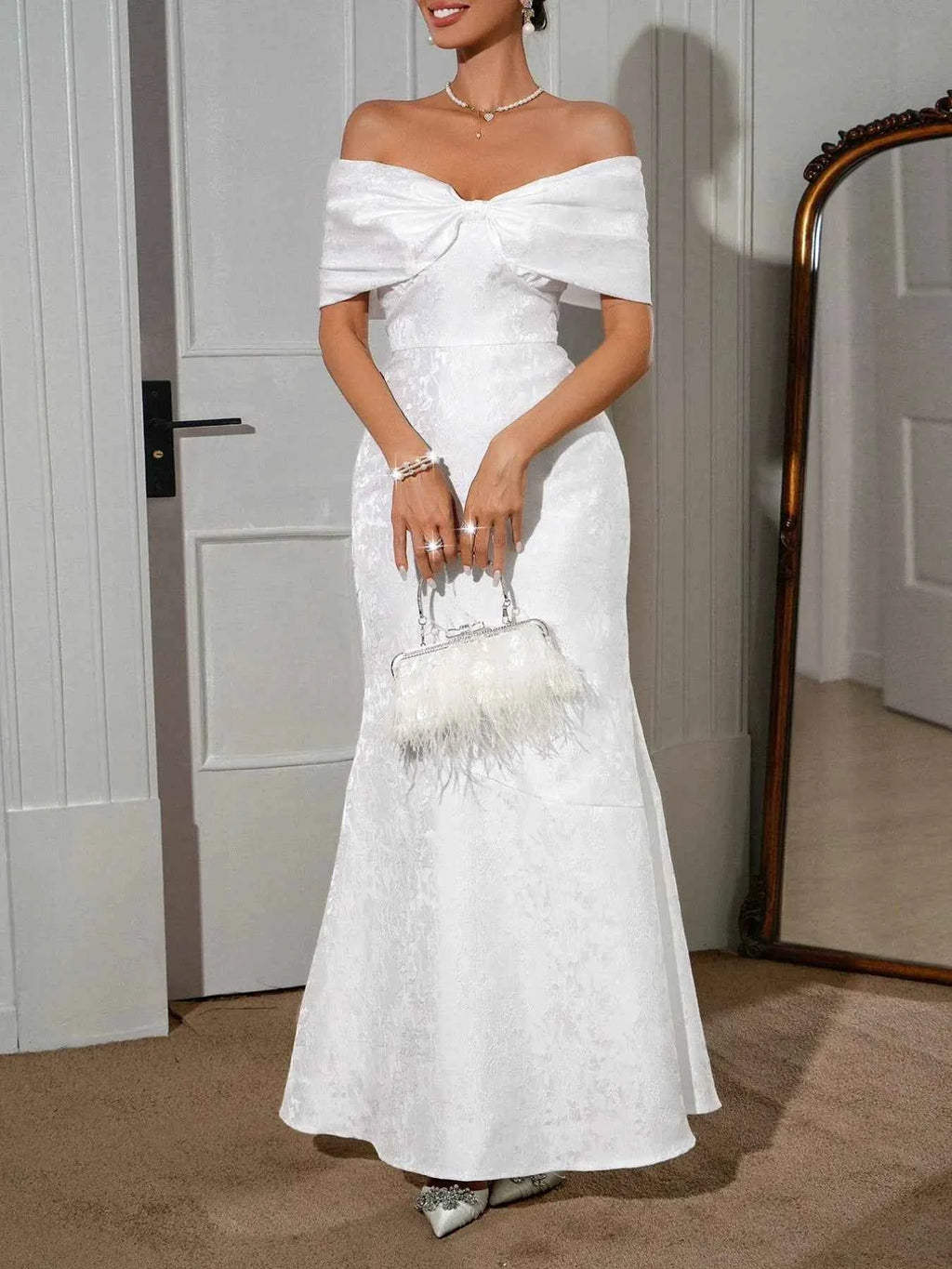 Bow Off-Shoulder Maxi Dress White 091f77d3-5cc9-4bc9-923b-5b9ccd89660d-Max-Origin
