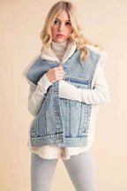 Aemi + Co Fake Two Pieces Denim Patch Sherpa Vest Coat 09295bb1-0883-4181-995f-16c6415f8ebc-Max
