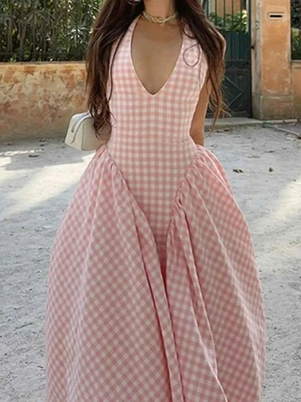 Full Size Gingham Halter Neck Maxi Dress Plus Size 093336199c084a85808866e38c30bab0-Max-Origin
