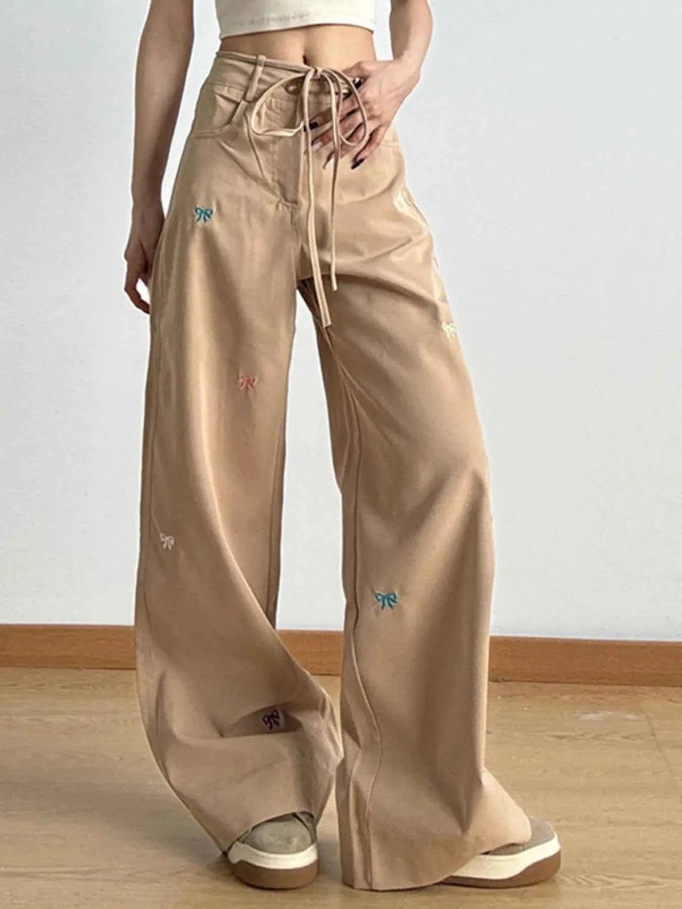 Bow Embroidered Wide Leg Drawstring Casual Pants 0934bdd9-9516-456f-94d7-6d07fc08730d-Max-Origin