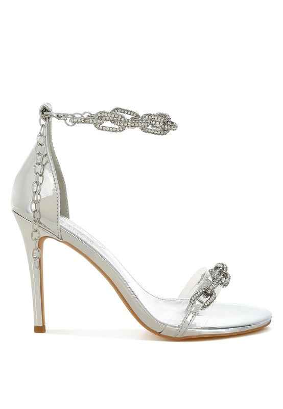 Traben Rhinestones Chain Metallic Stiletto Sandals 093a4773-bff8-4eb2-860c-4315fd339f20