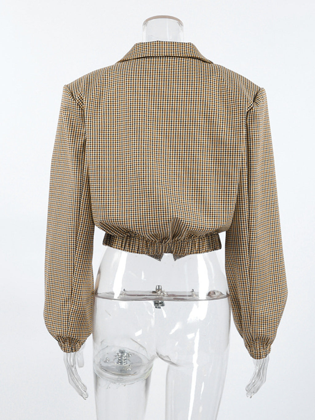 Lapel Collar Long Sleeve Cropped Blazer 093d03f40cdf453ca9c8ac0bff6ab08f-Max