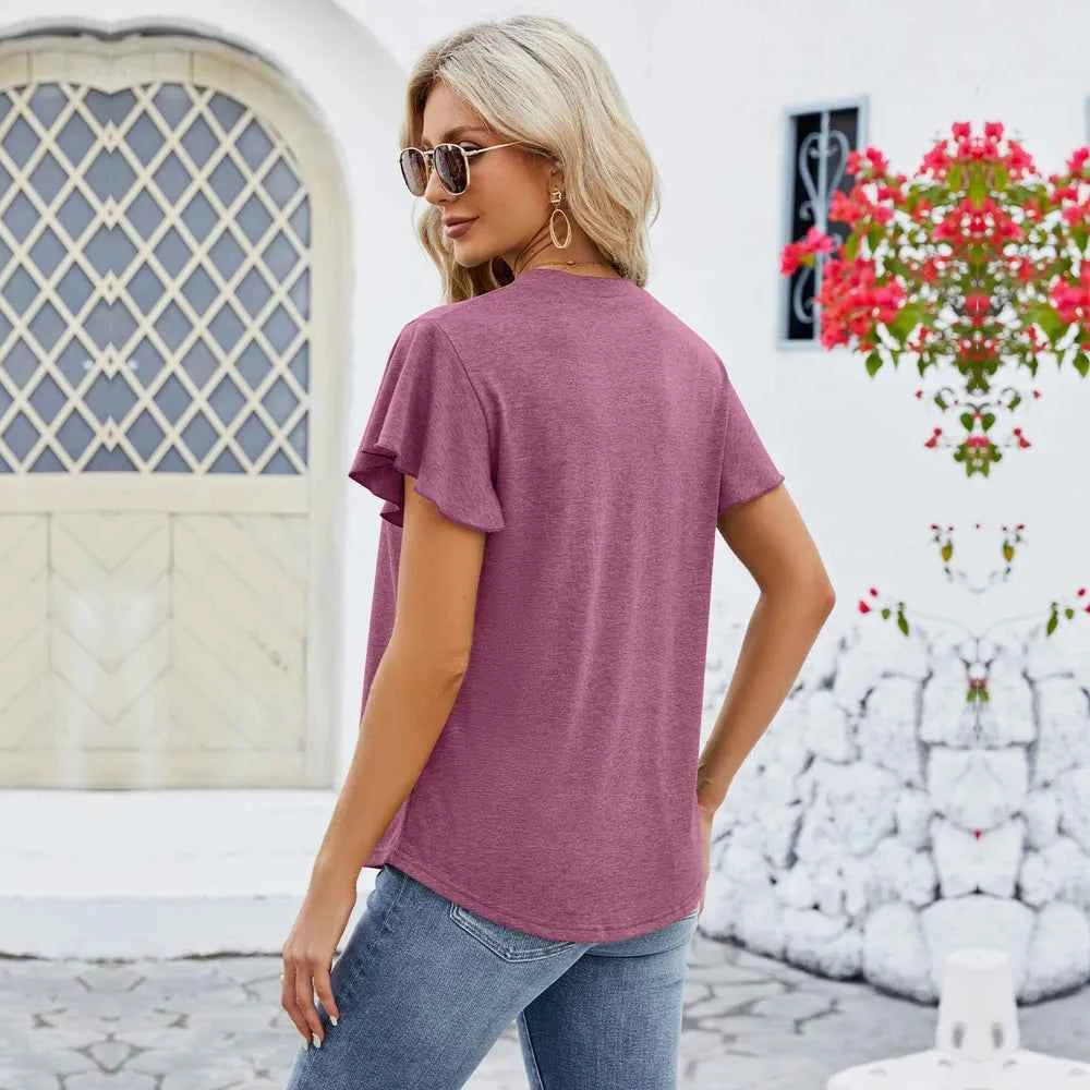 V-Neck Flutter Sleeve T-Shirt 09411d9b-becb-4524-a4a3-c36de5dedd92-Max