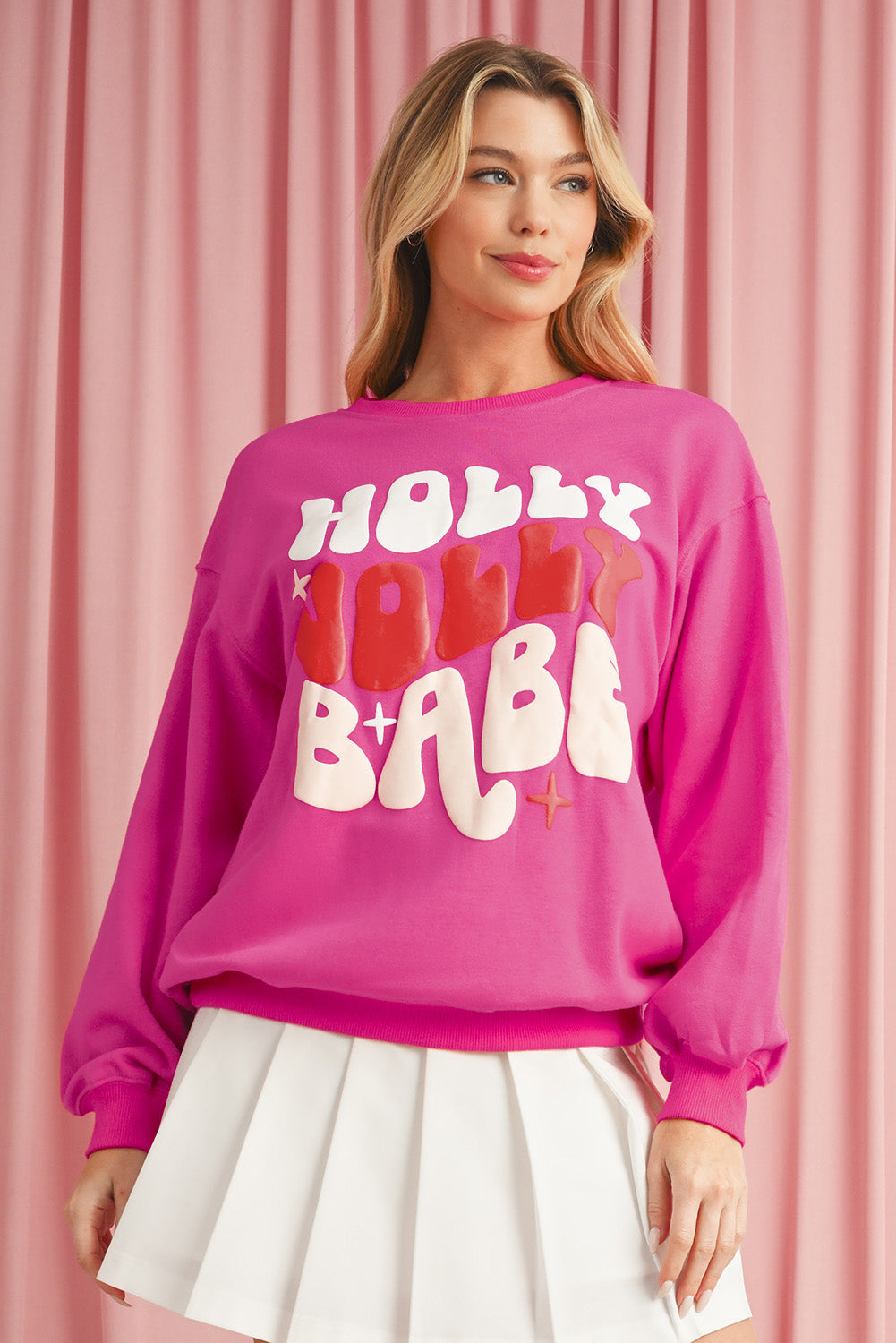 Rose Red Holly Jolly Babe Christmas Oversized Sweatshirt 0950bef66b1e2b7f