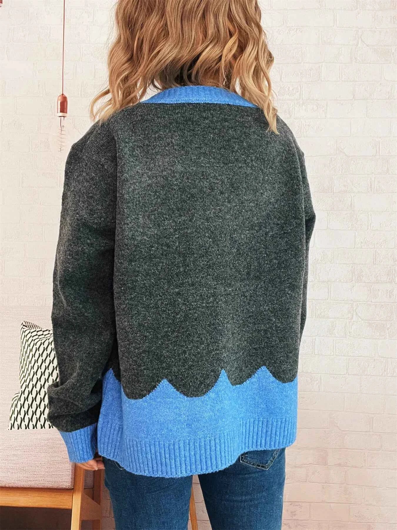 Button-Front Contrast Trim Cardigan 096377fd925e4669b4f08221e1d36cae-Max-Origin