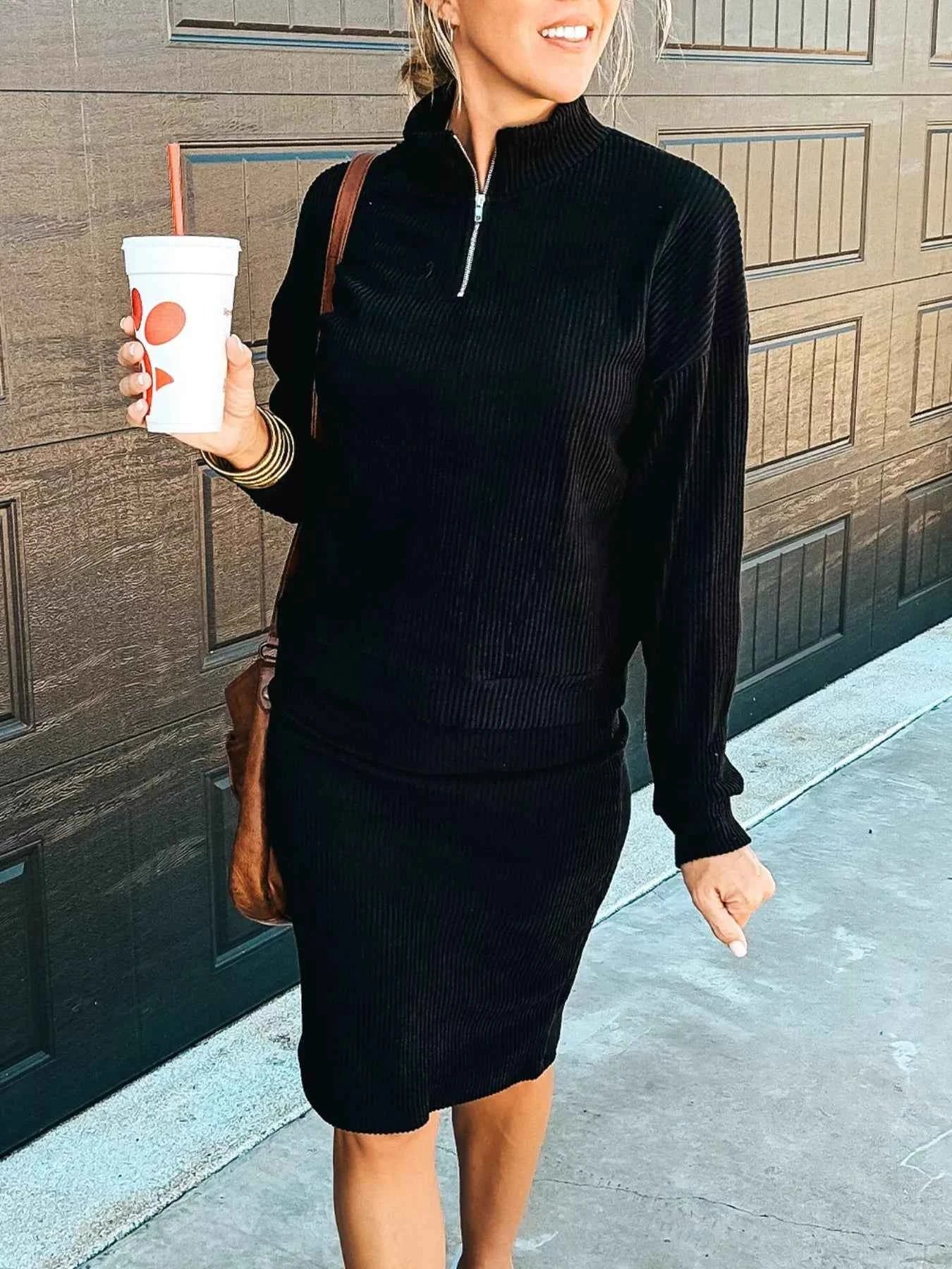 Ribbed Knit Quarter-Zip Top and Skirt Set 0964c591-7cd1-497b-8da3-2a2fc83ae837-Max-Origin