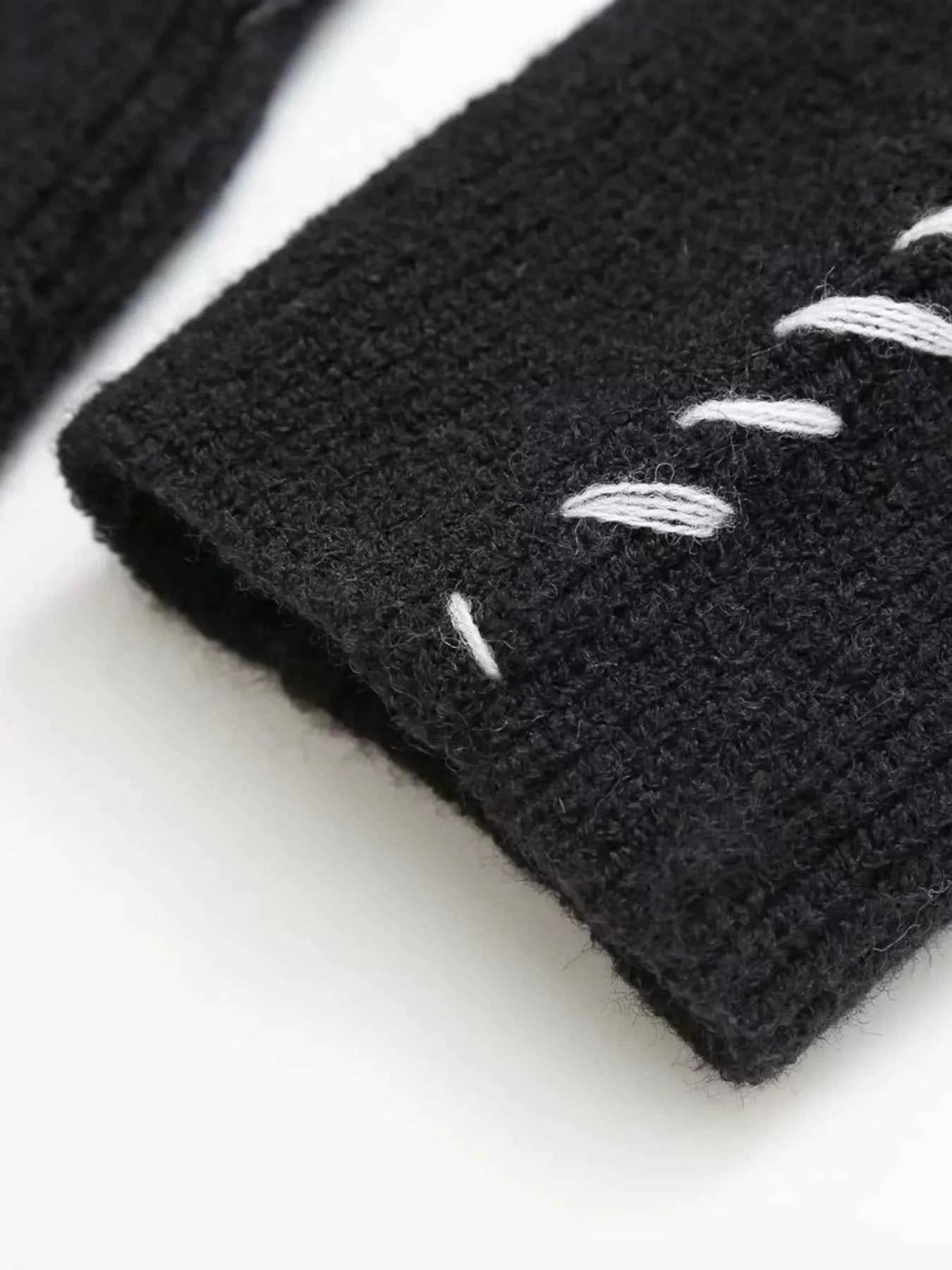 Contrast Mock Neck Long Sleeve Sweater