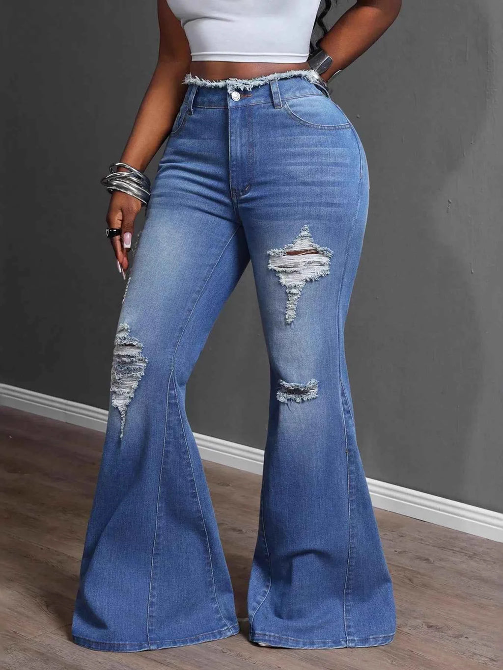 High Waisted Distressed Flare Jeans 096e457592724b51a53760328c19801b-Max-Origin