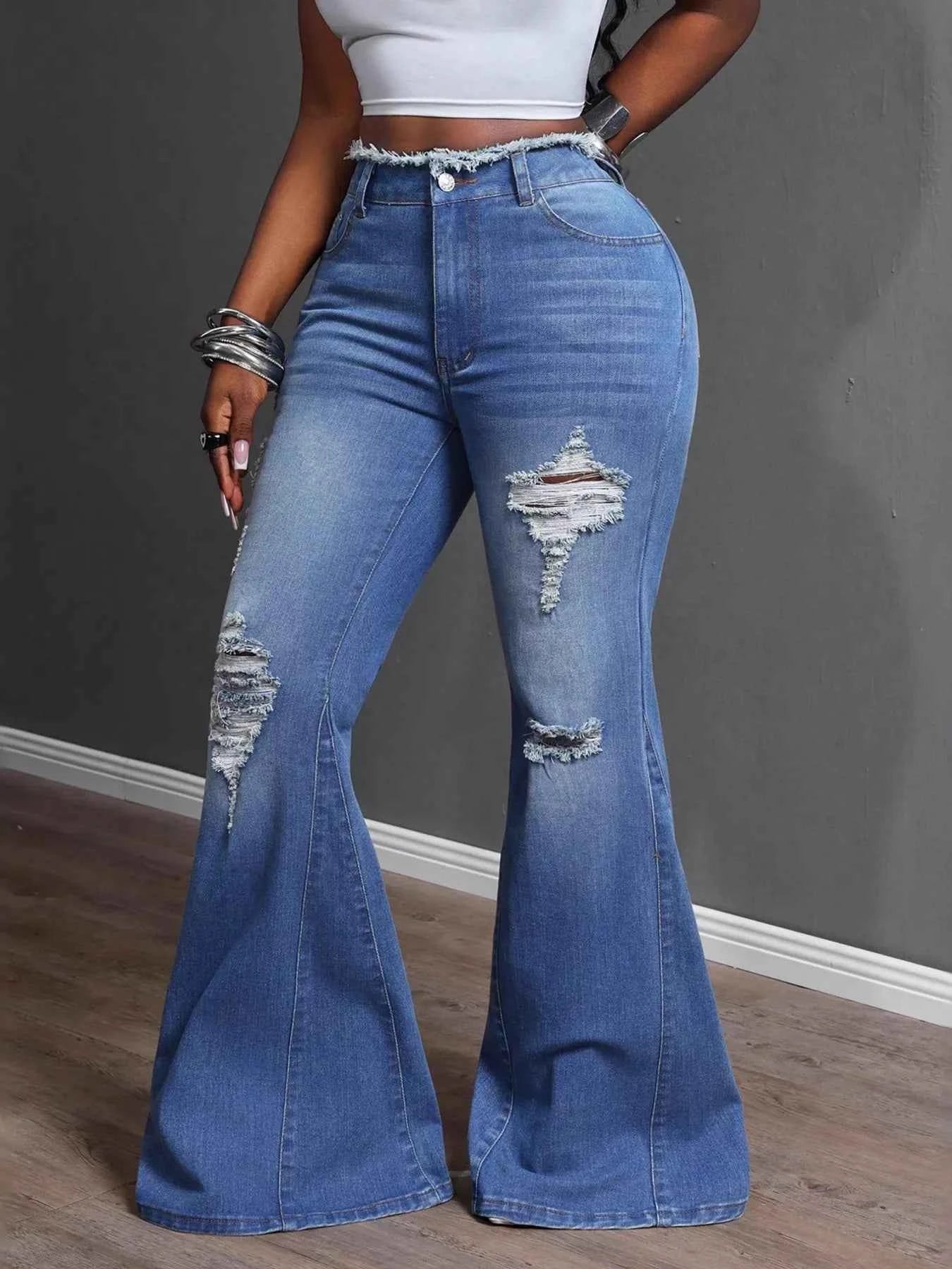 High Waisted Distressed Flare Jeans 096e457592724b51a53760328c19801b-Max-Origin