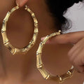 Stainless Steel Textured Hoop Earrings Gold One Size 0977c007-0133-4247-a949-4a96924302b6-Max-Origin