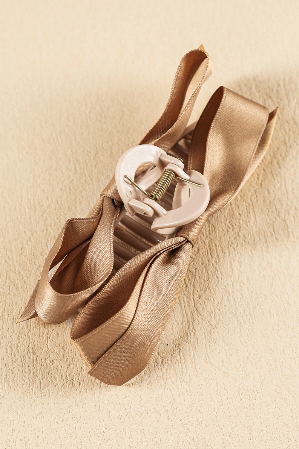 Light French Beige Solid Color Ribbon Bow Decor Hair Clip 097e1afdaf1a978c