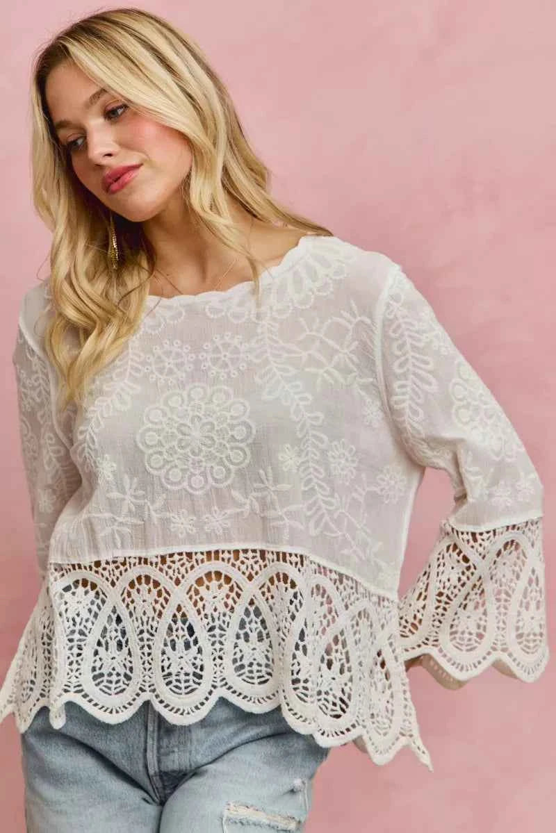 SO ME Floral Embroidered Crochet Lace Trimmed Top 098571bbe2b74e35bd0c1c6ac77e991d-Max-Origin