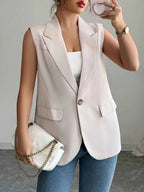 One Button Sleeveless Blazer Eggshell 0990c32b-9626-490a-a643-28863a9b0a42-Max-Origin
