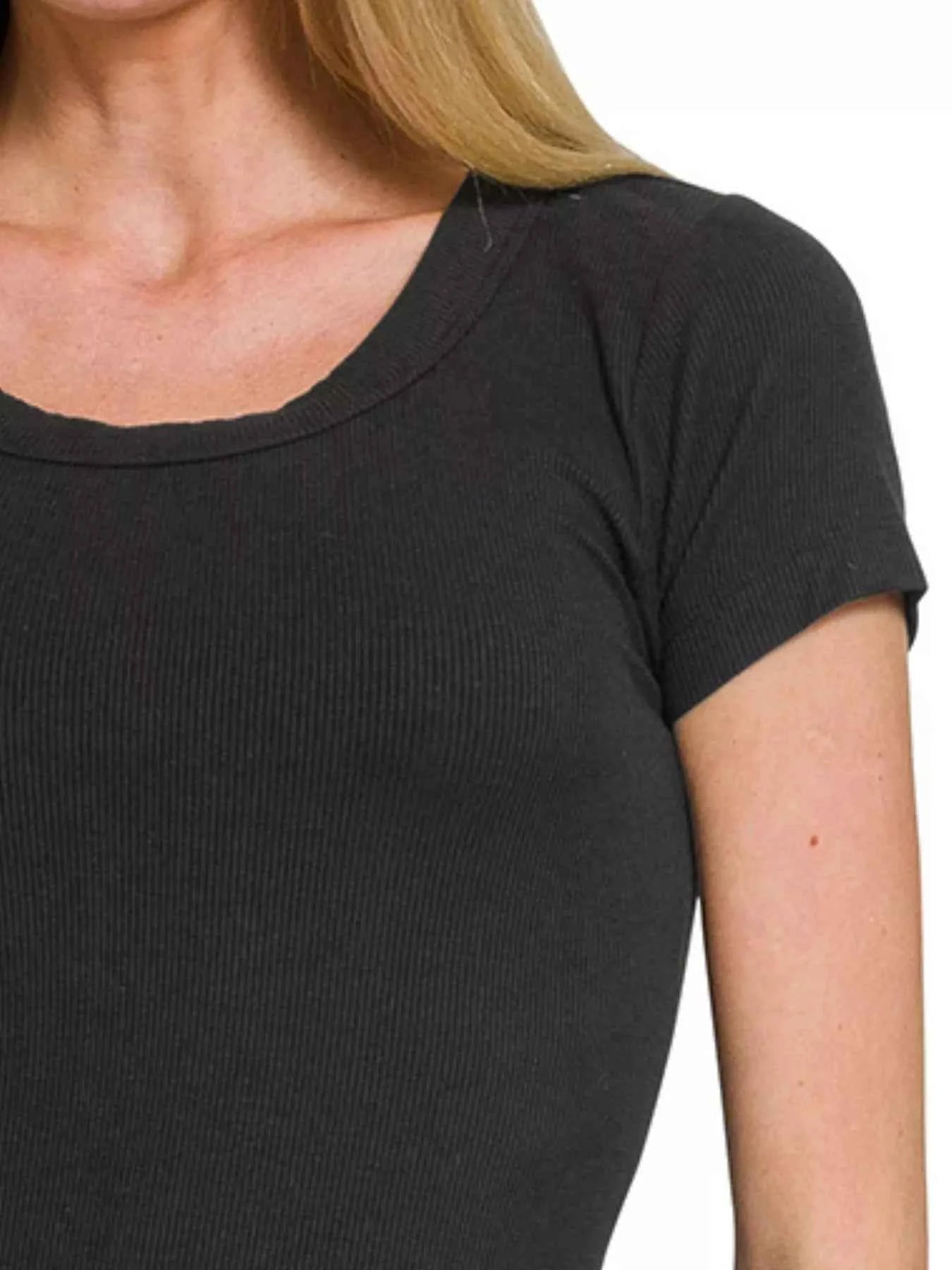 Zenana Ribbed Round Neck Short Sleeve T-Shirt 09959655-f9c6-416a-8c47-0dd6a6591dd4-Max-Origin