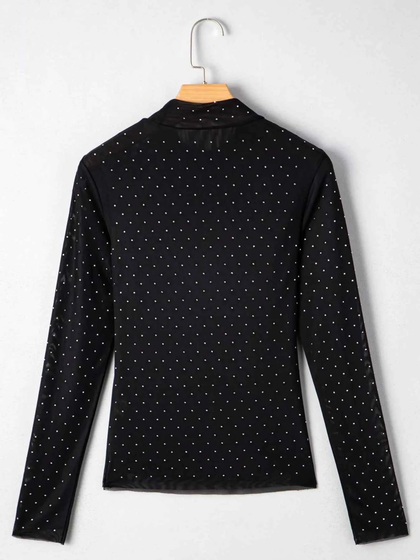 Rhinestone Embellished Mesh Long Sleeve Top 099bc6d3b1904ff3bf79e07bb2f9c202-Max-Origin