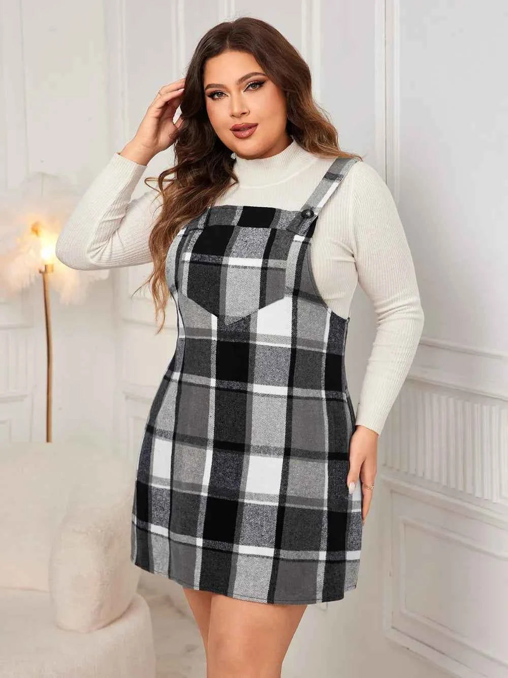 Honey Plus Size Plaid Wide Strap Overall Dress 09a6eb5d-a5f6-488e-81b4-9ab1fd6ef635-Max