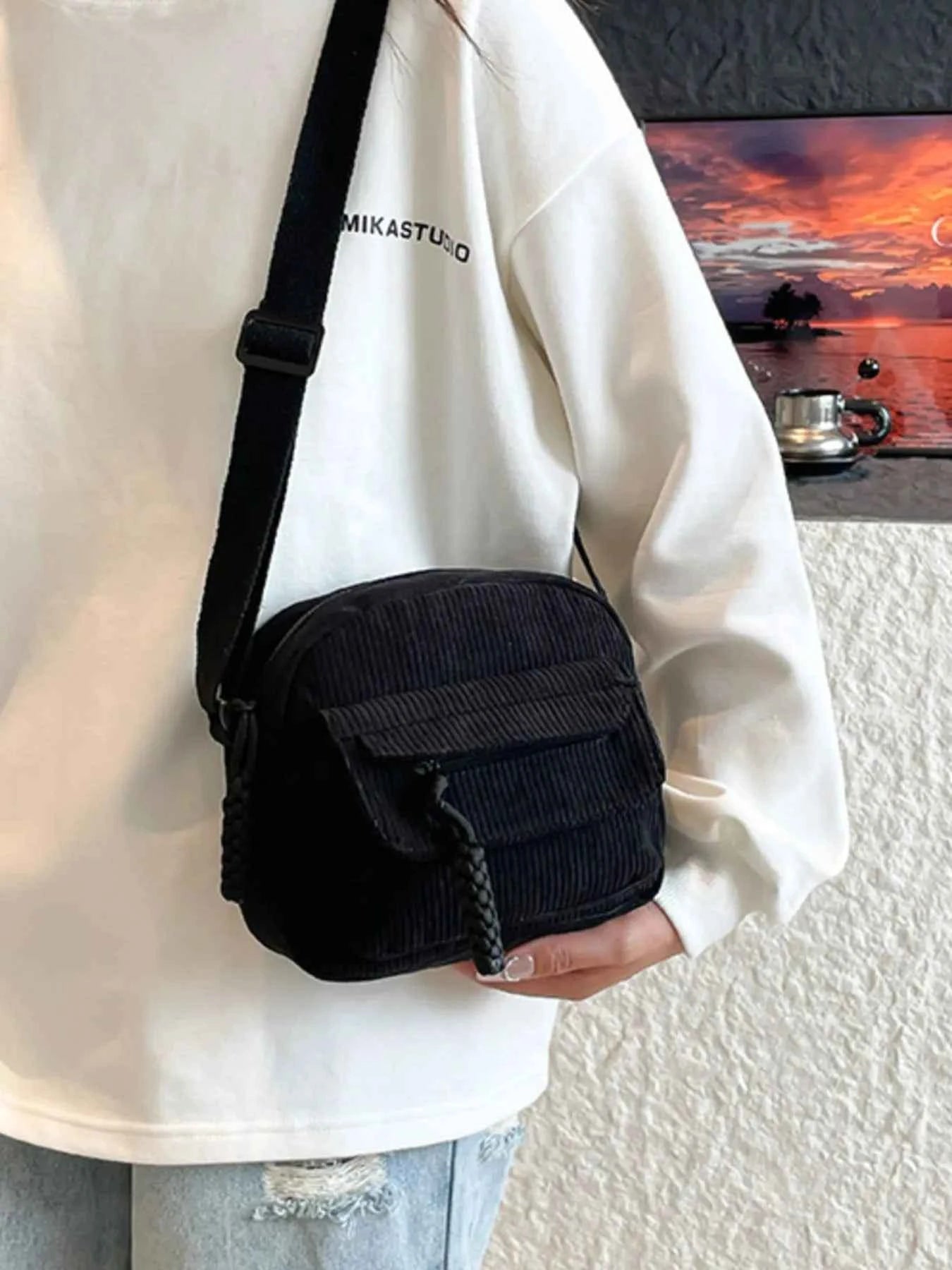 Corduroy Crossbody Bag with Adjustable Strap 09aa9f59-3316-4ebd-a466-3721ad61f293-Max-Origin