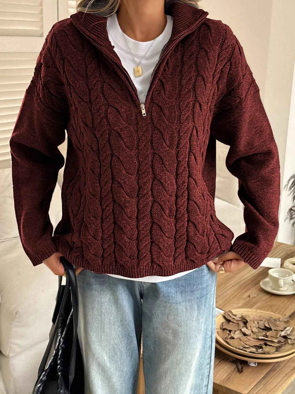 Zip Collar Cable-Knit Sweater 09bce579-0cbc-4ef2-9e5c-2026f30ea862-Max-Origin