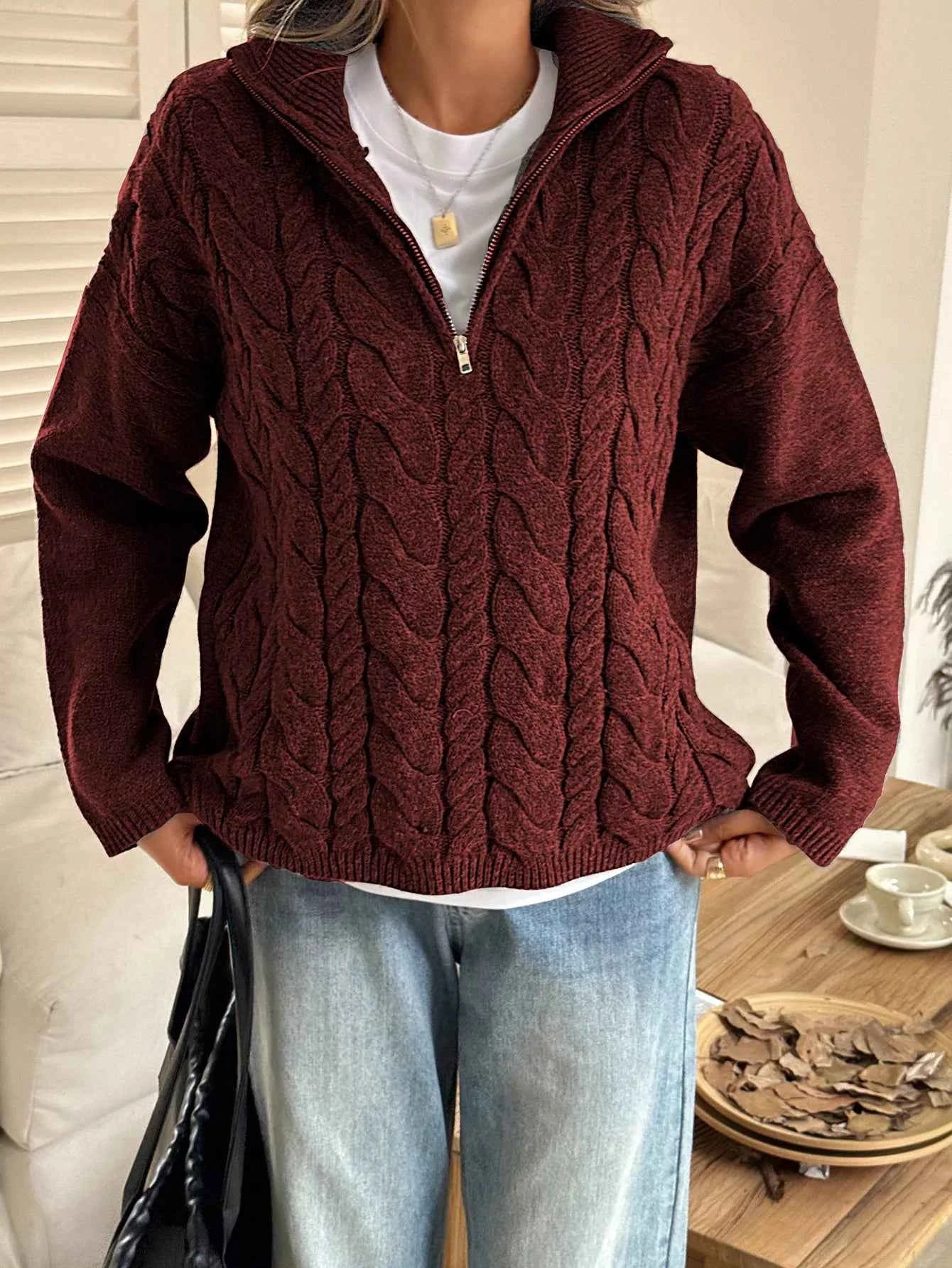 Zip Collar Cable-Knit Sweater 09bce579-0cbc-4ef2-9e5c-2026f30ea862-Max-Origin