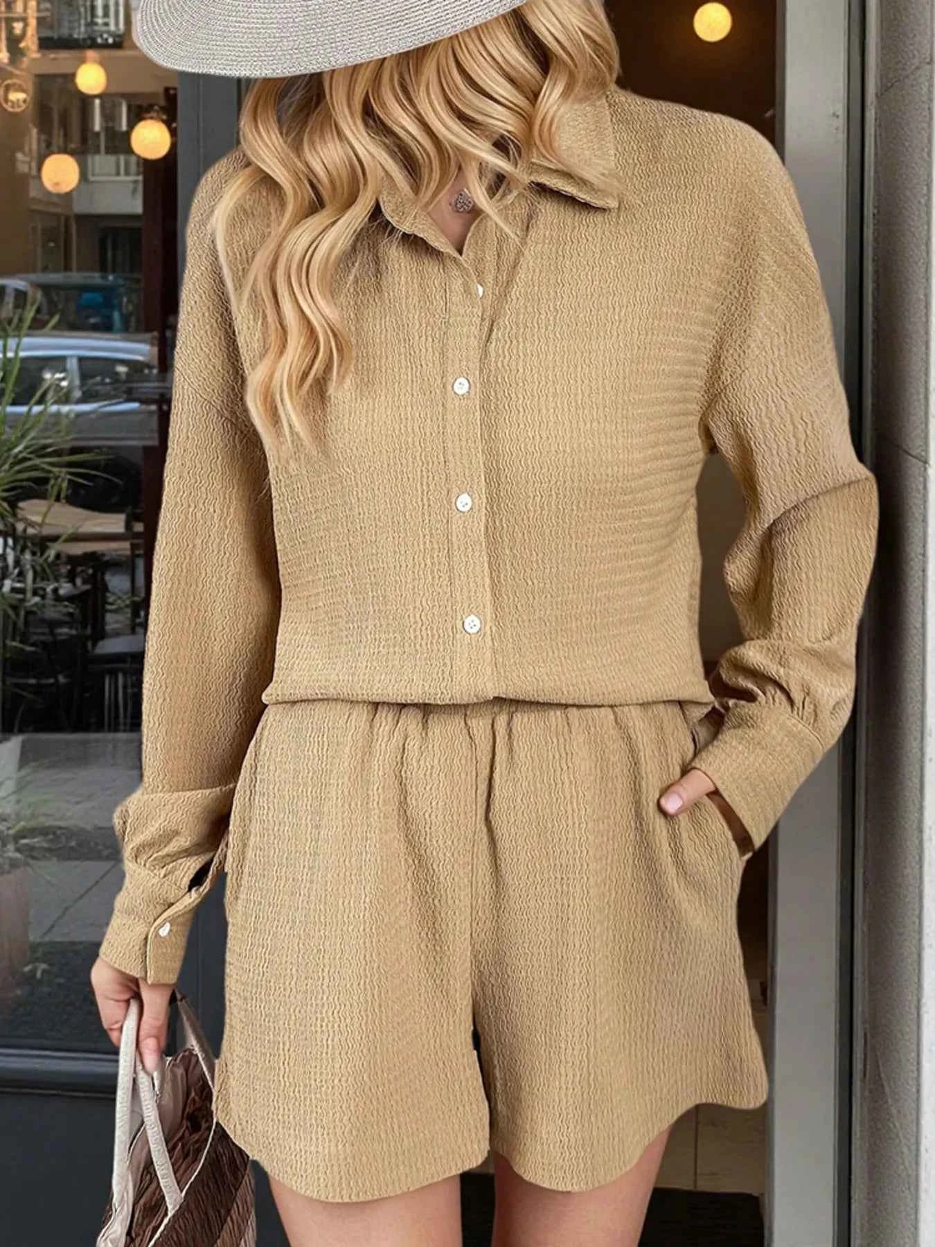 Button Up Long Sleeve Shirt and Shorts Set 09c4ea9ccae04d23884637ade13b23ec-Max-Origin