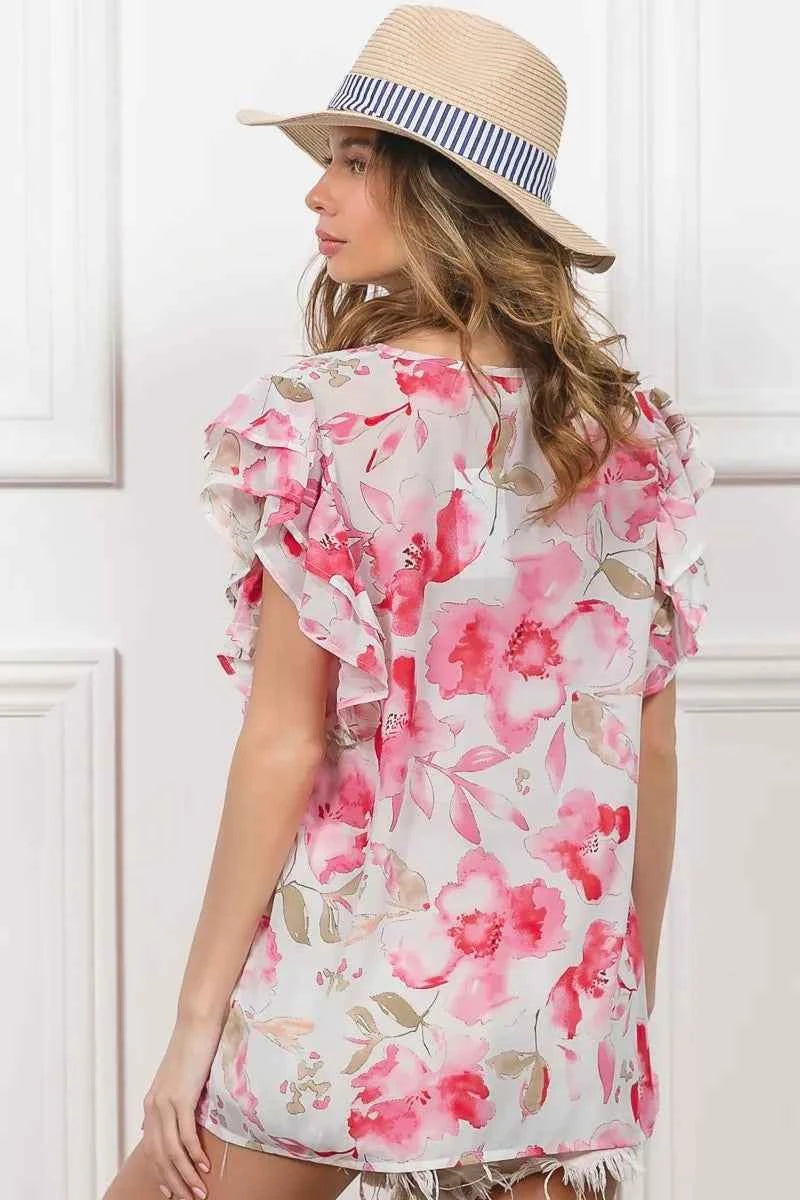 BiBi Floral Print Flutter Sheer Top 09d9551144da46519b2d30a3ff1e05d4-Max-Origin